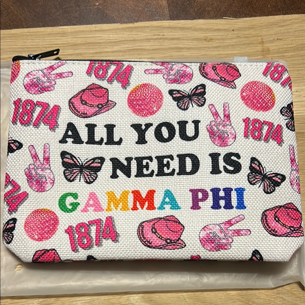 GAMMA PHI Multicolor Canvas Pouch/Makeup Bag